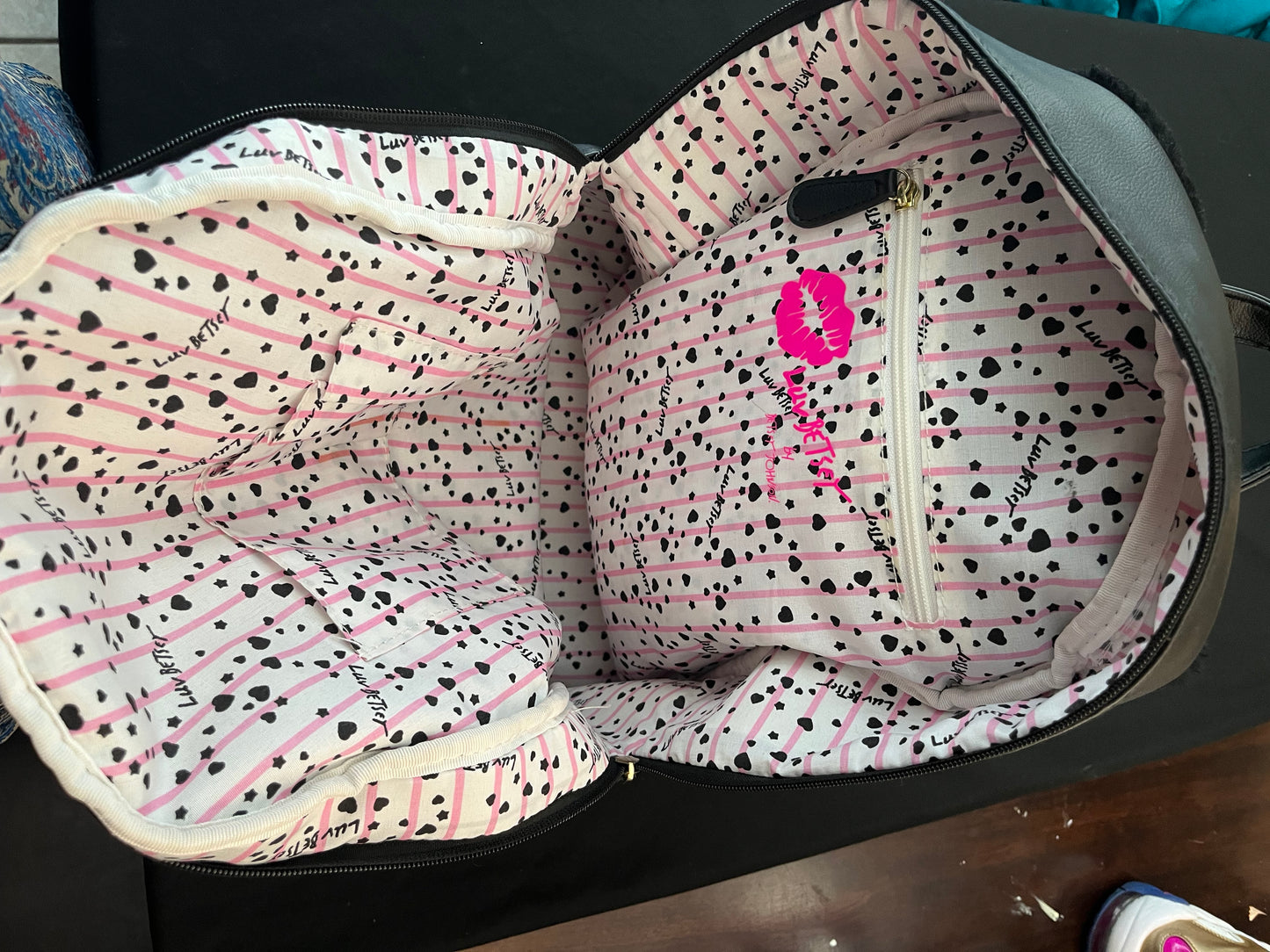 Luv Betsy black velvety backpack